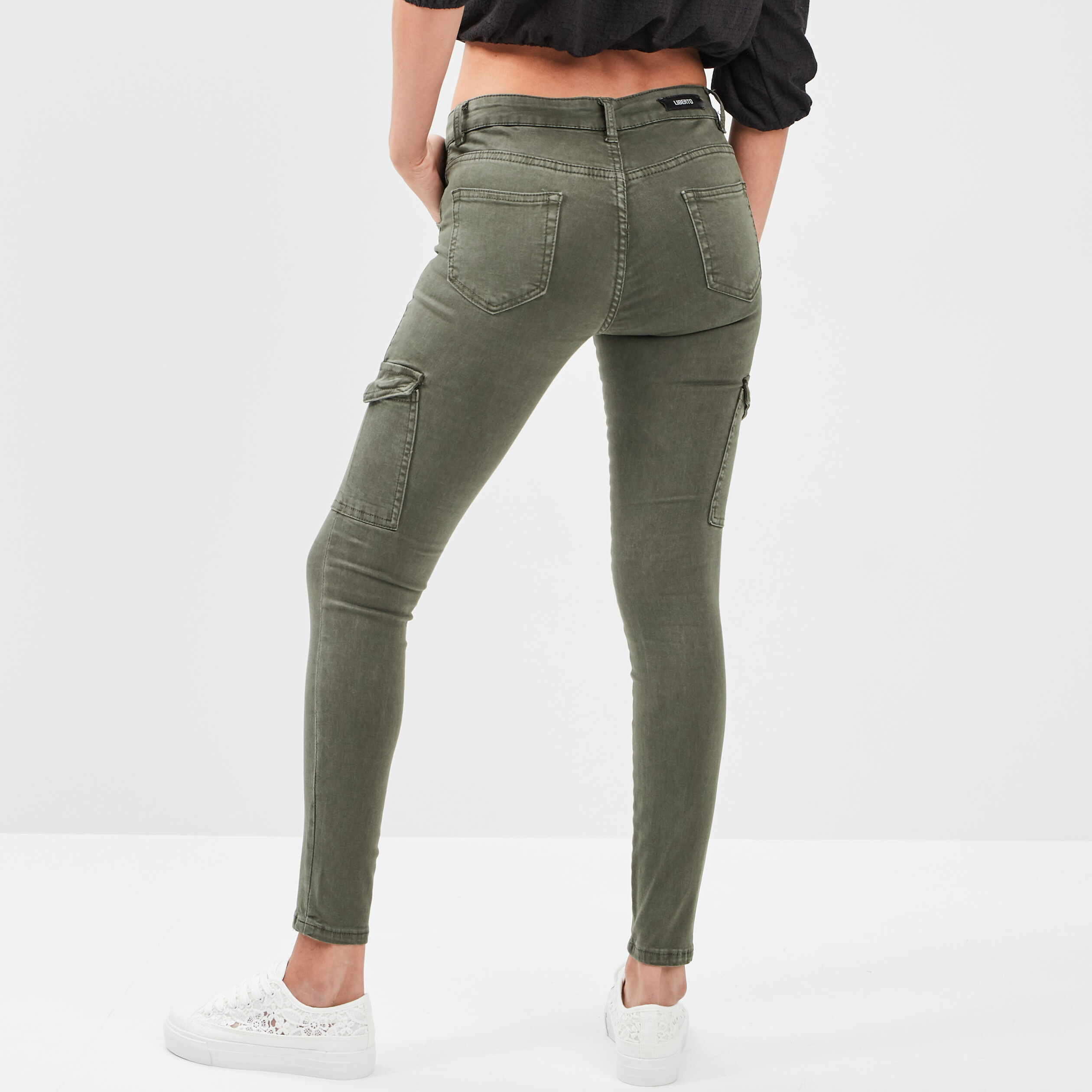 Pantalon cargo skinny vert kaki femme | La Halle