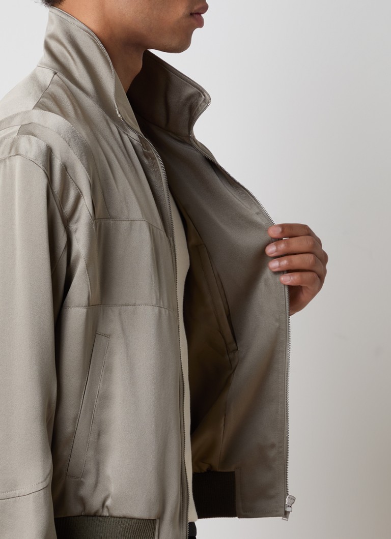 Saint Lauren Teddy satenska bomber jakna s bočnim džepovima