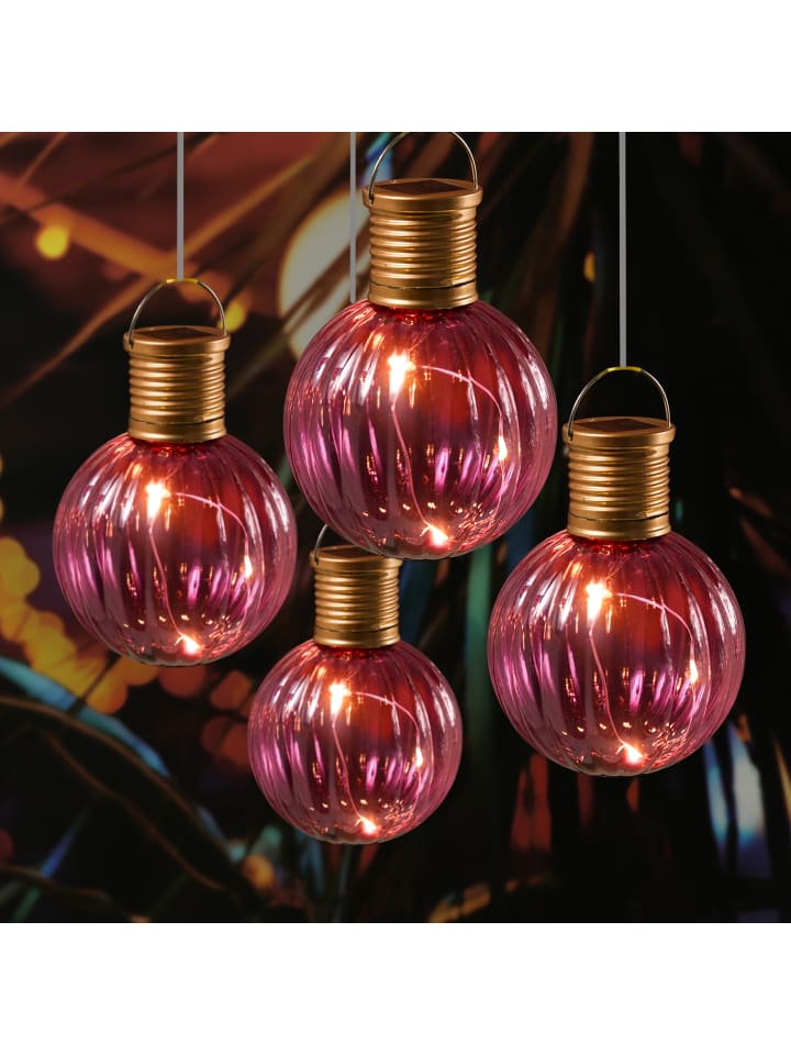 MARELIDA 4er Set LED Solar Glühbirne GLOW H: 11cm in pink günstig kaufen onesize