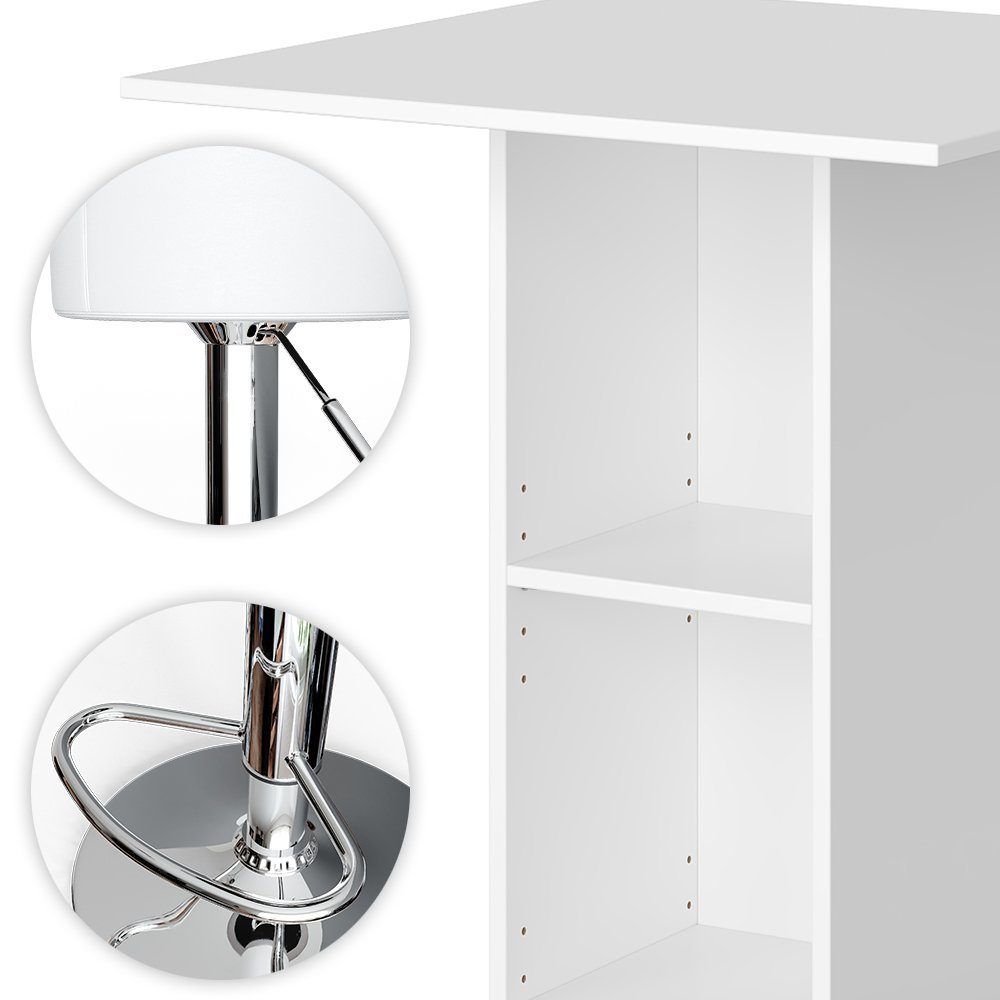 Vicco Bartisch Stehtisch Tresentisch RODEO Weiß inkl. Hocker