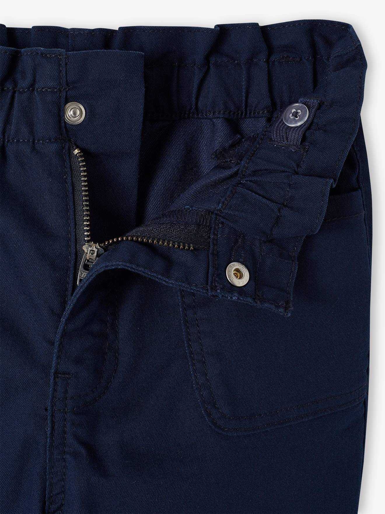 Vertbaudet Die UNVERWÜSTLICHE, robuste Mädchen Paperbag-Hose - marine