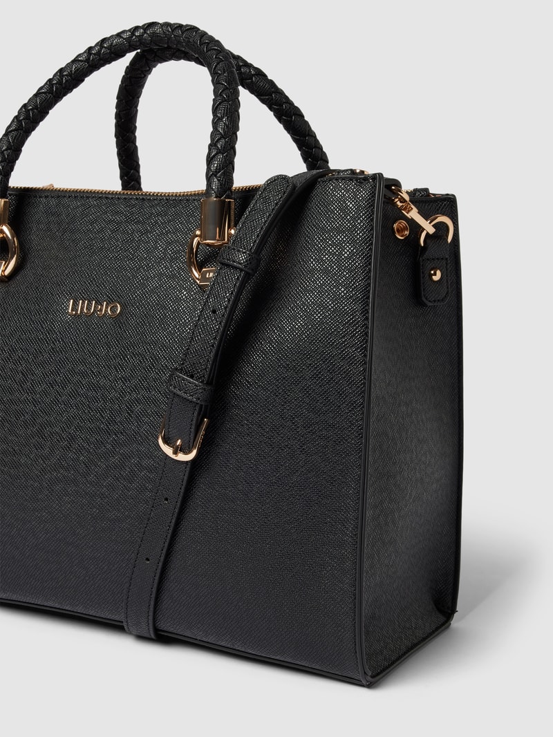 Handtasche mit Label-Detail Modell 'Manhattan' in schwarz