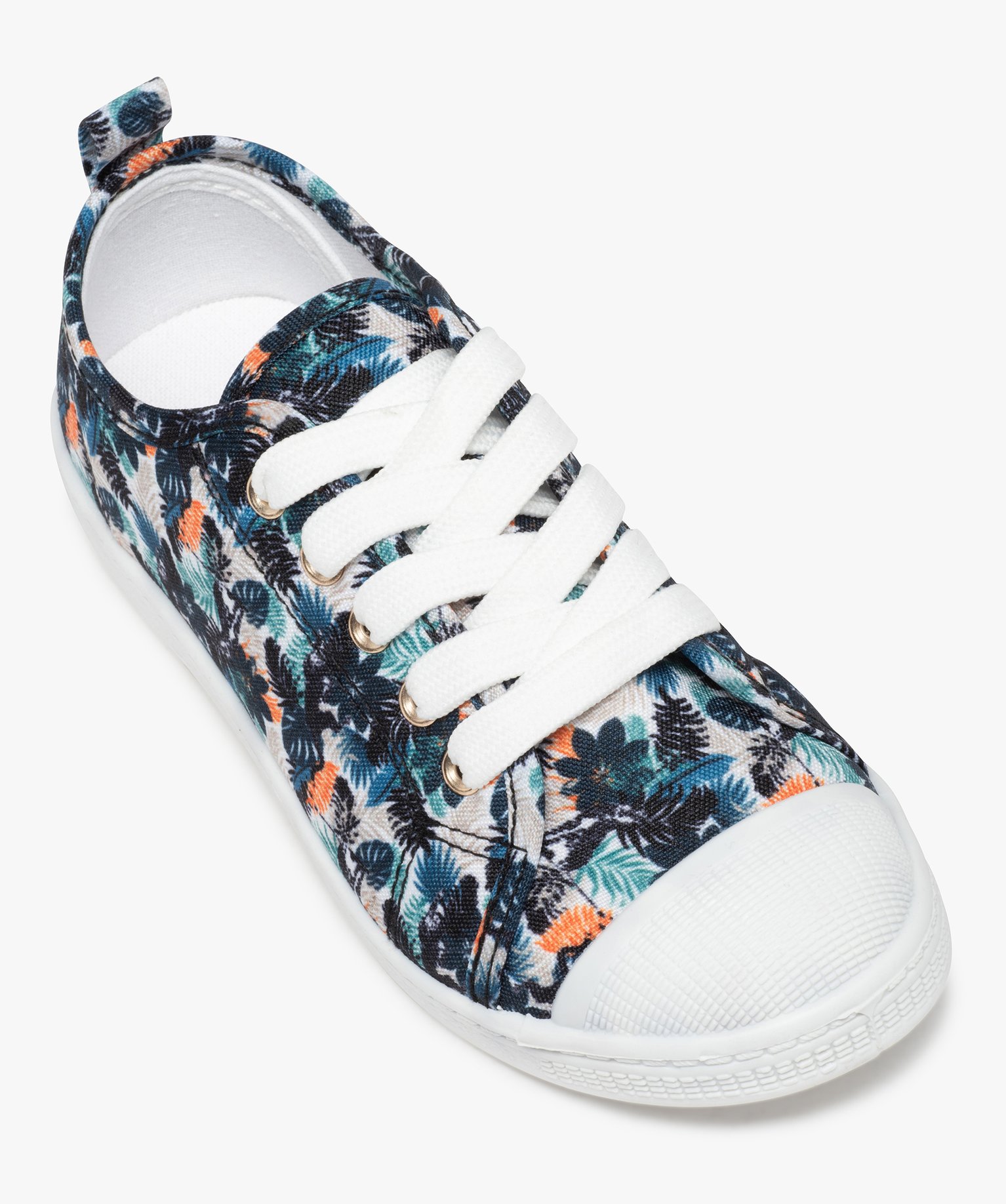 Baskets fille en toile à bout renforcé fermeture lacets bleu | GEMO