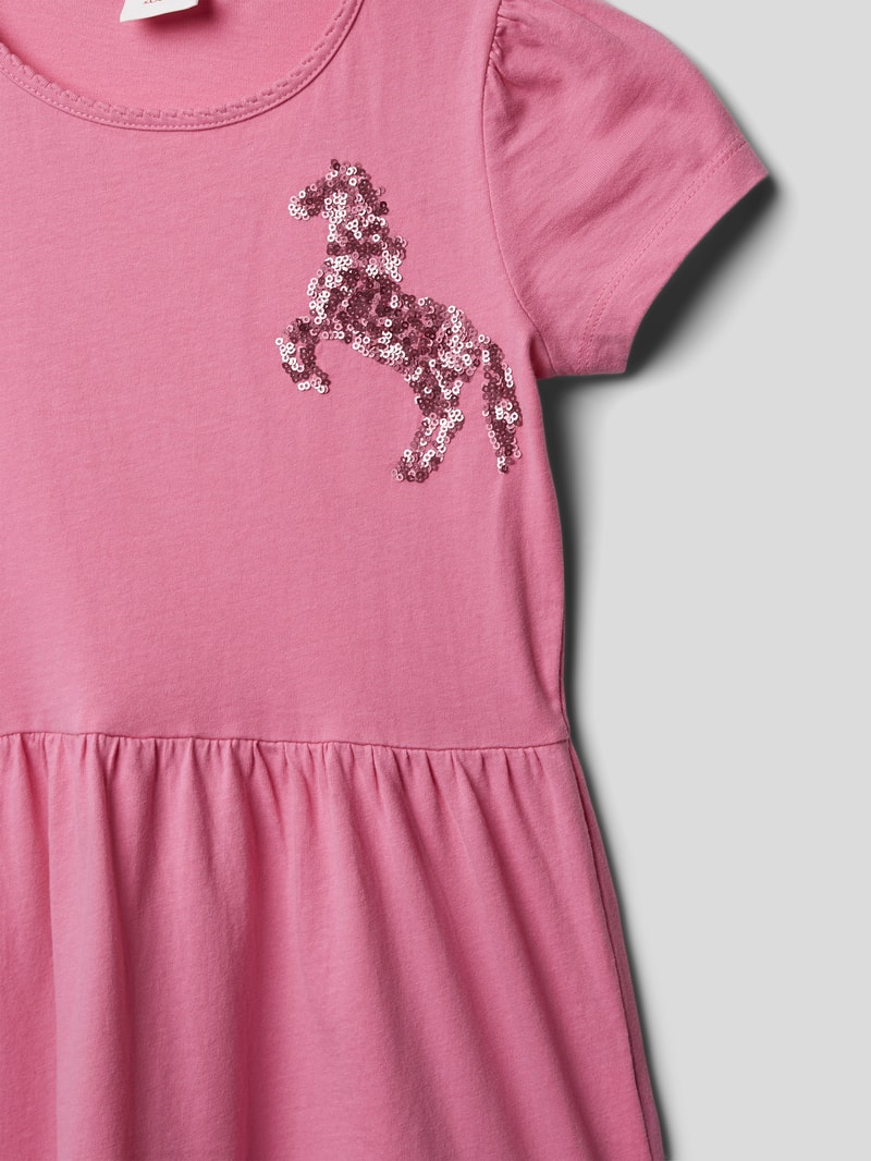 Kleid mit Volantsaum in pink