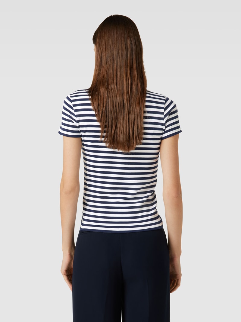 T-Shirt mit Streifenmuster und Rundhalsausschnitt in blau