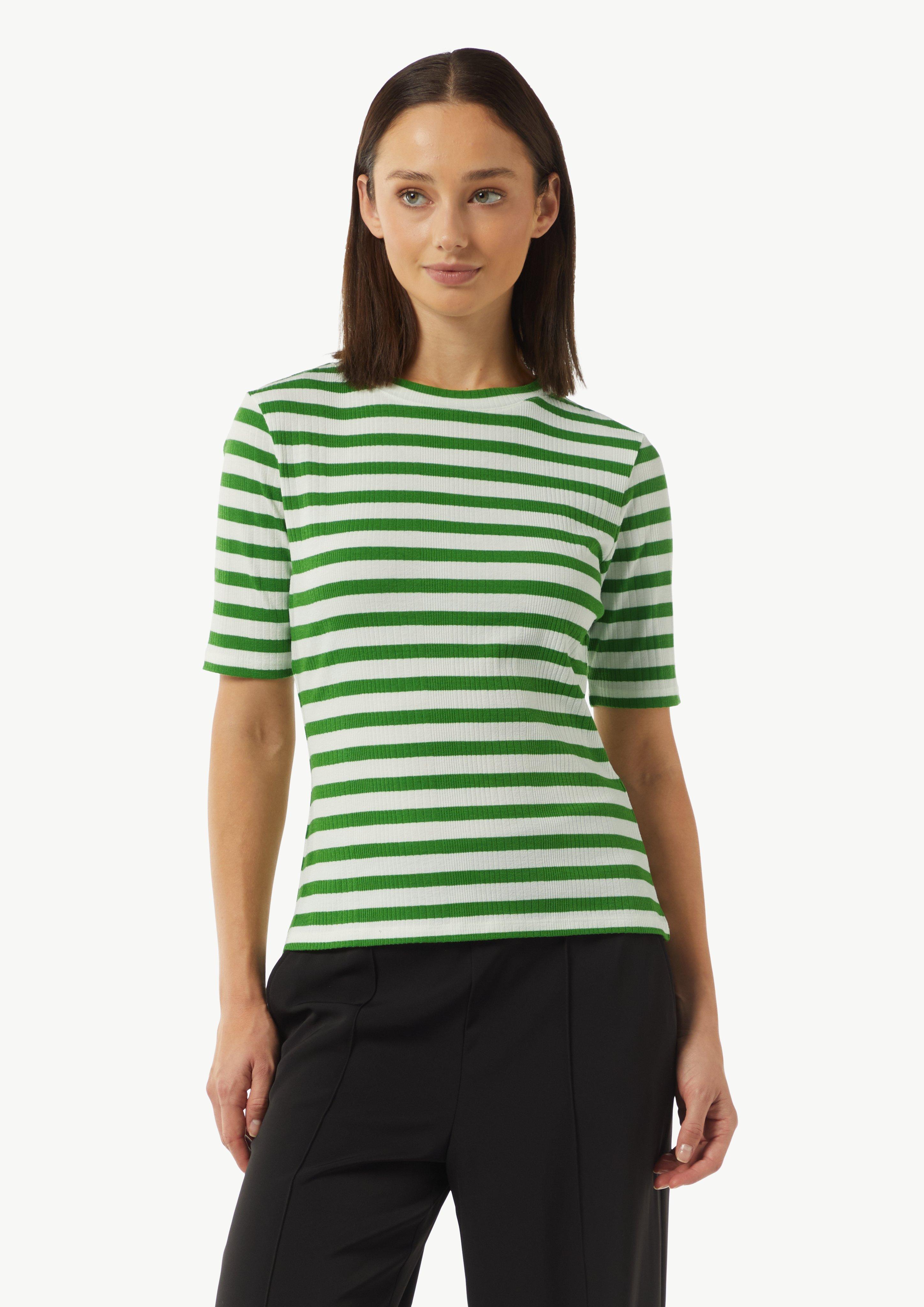 Ringel-T-Shirt aus Rippware - grün