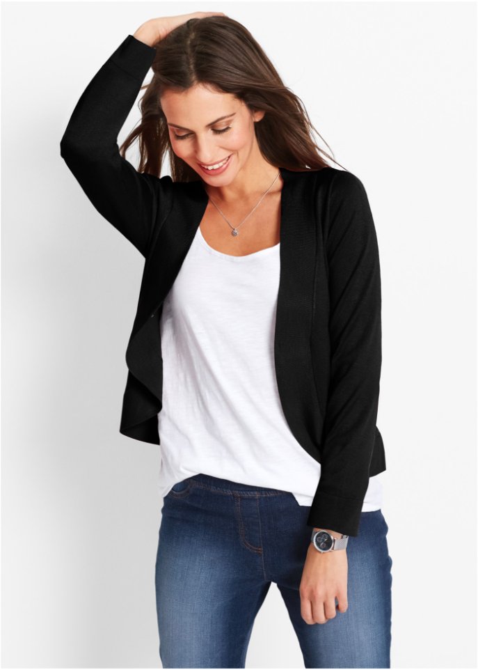 Kurze Stickjacke, langarm