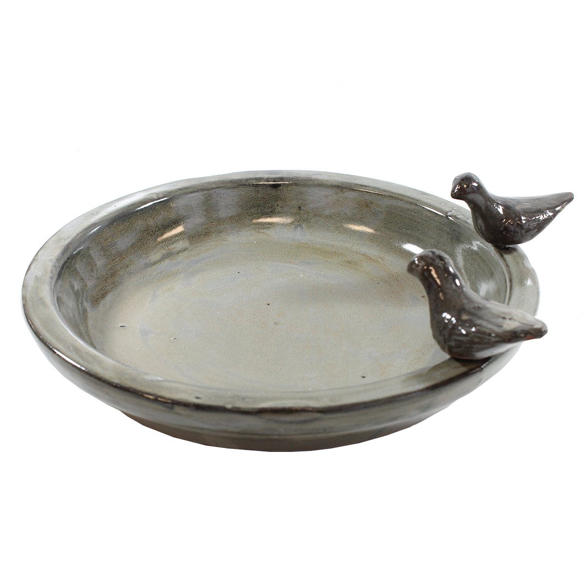 colourliving Vogeltränke Vogeltränke für den Garten 30cm grau Keramik Vogeltränke rund Vogelbad, handbemalt, glasiert, leicht zu Reinigen