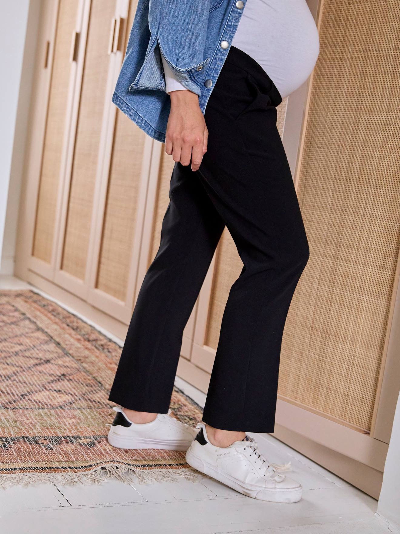 Pantalon cigarette de grossesse bandeau sans couture noir