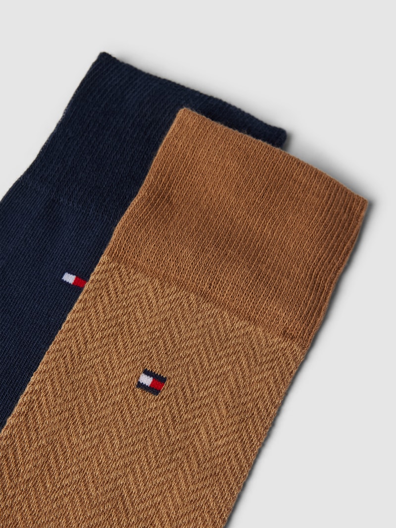 Socken mit Label-Details Modell 'Herringbone' im 2er-Pack in beige