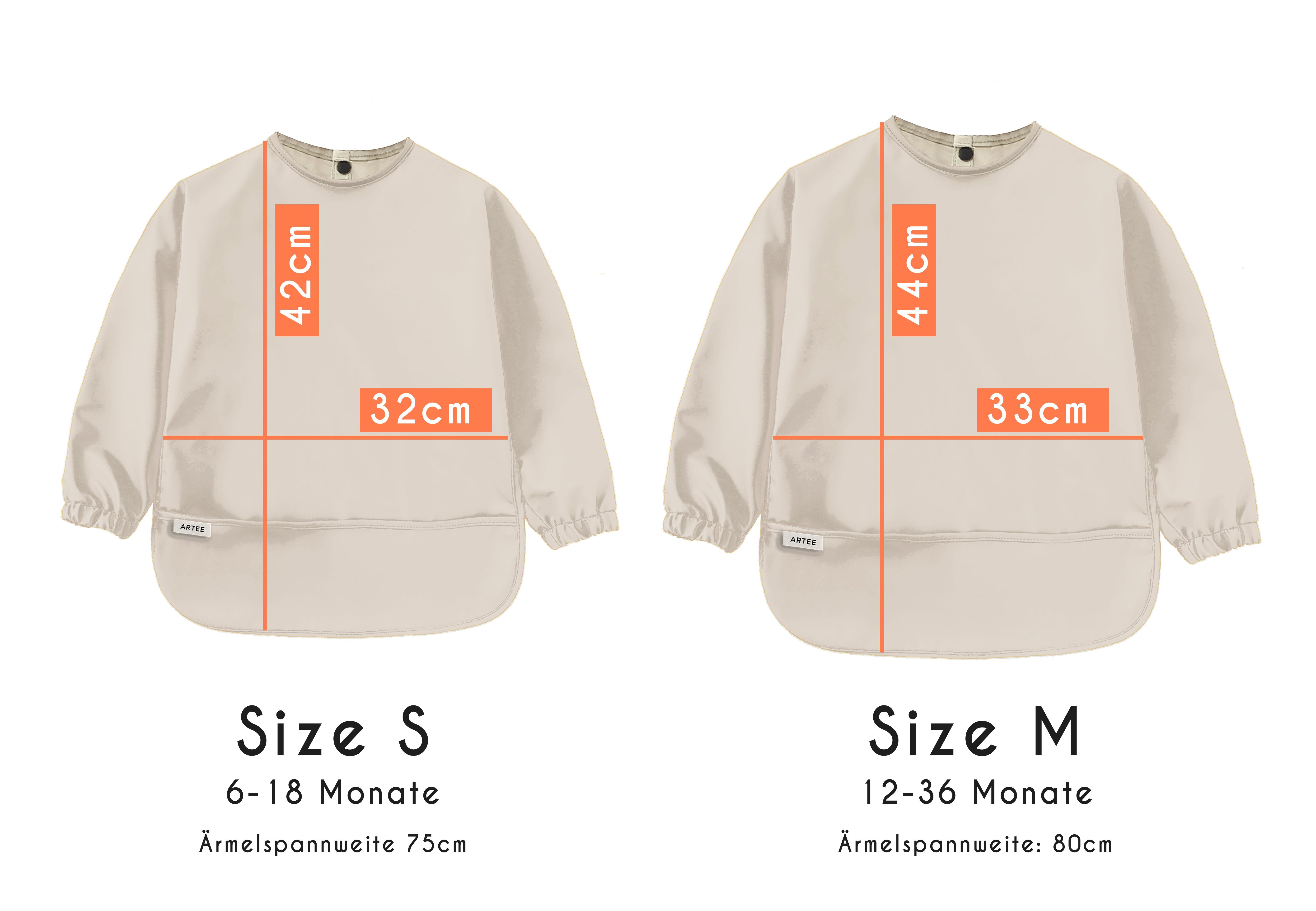 Artee Lätzchen Lätzchen mit Ärmeln und Auffangtasche in Größe M für 12-36 Monate