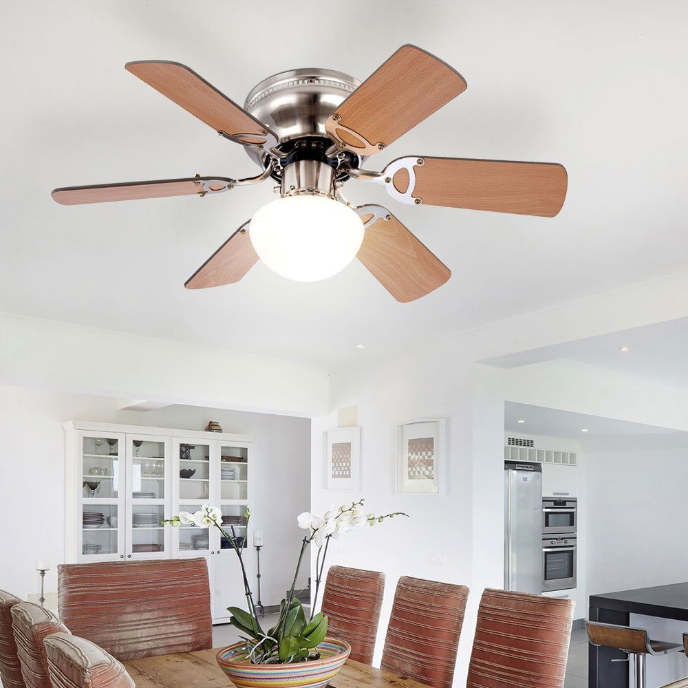 etc-shop Deckenventilator, Deckenventilator mit Beleuchtung und Zugschalter 2 Flügelfarben