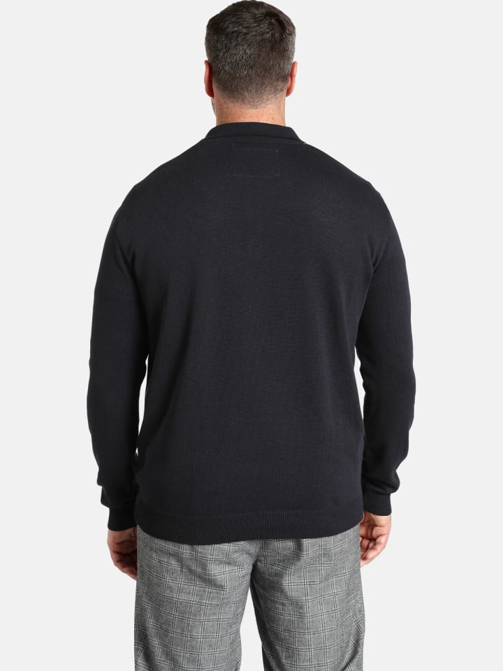 Charles Colby Langarm-Poloshirt EARL JERRY in grau gemustert günstig kaufen