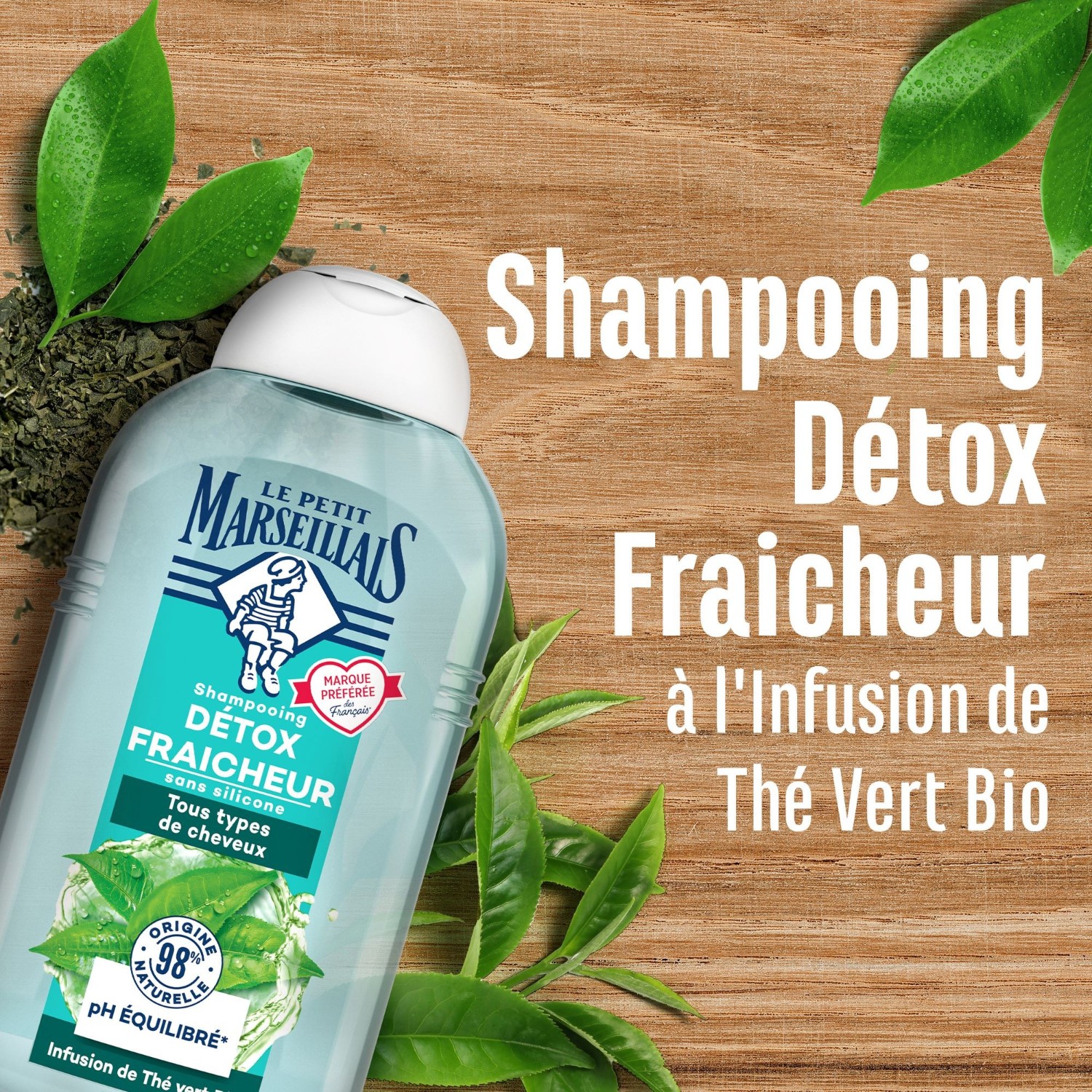 Detoxikačný šampón Le Petit Marseillais s organickým tymianom a zeleným čajom - fľaštička