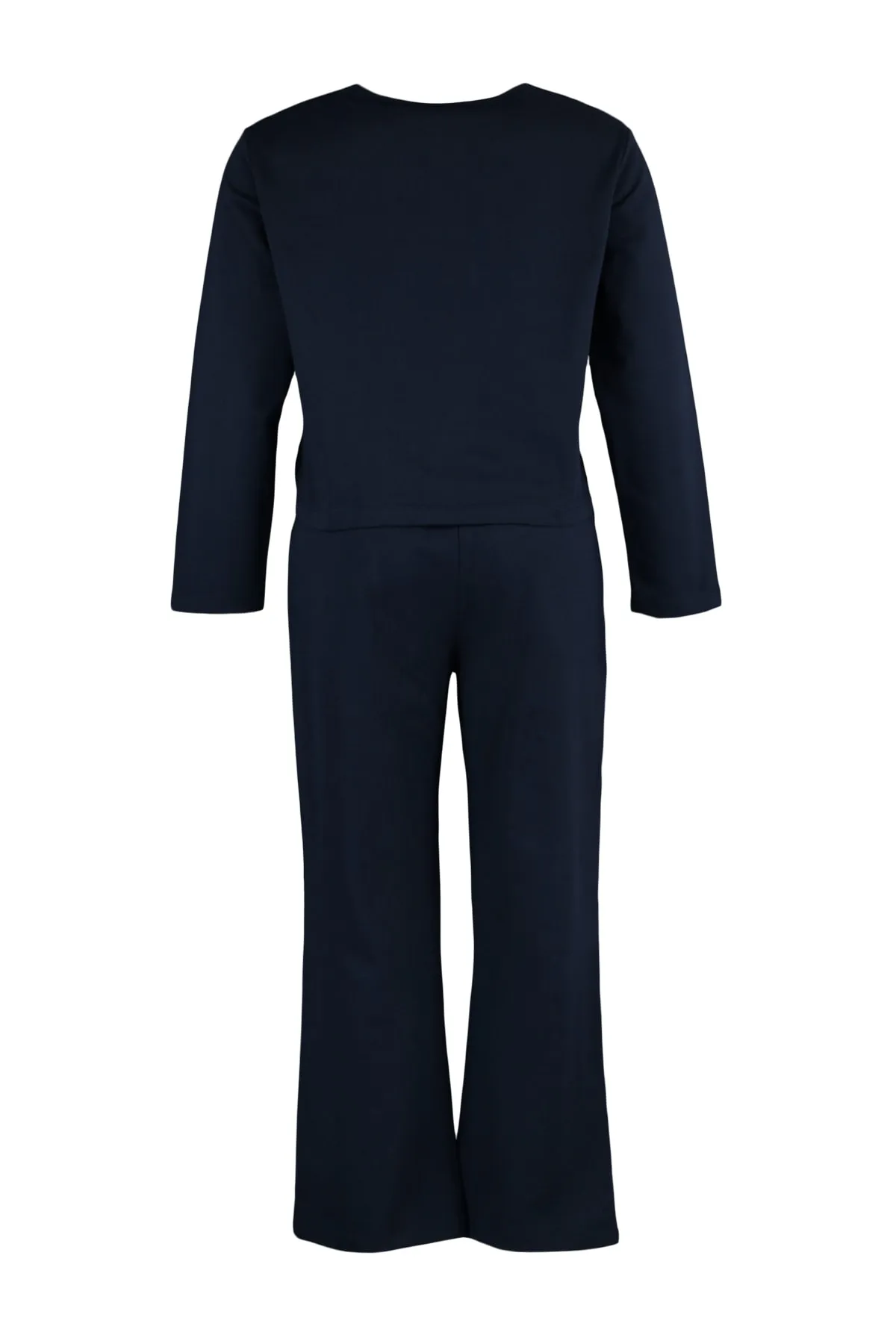 Trendyol Curve  Marineblaues Pyjama-Set aus Strick mit elastischer Taille TBBAW23AI00053
