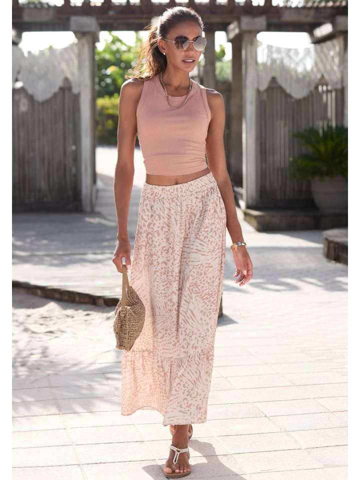 LASCANA Maxirock in beige-sand-bedruckt günstig kaufen