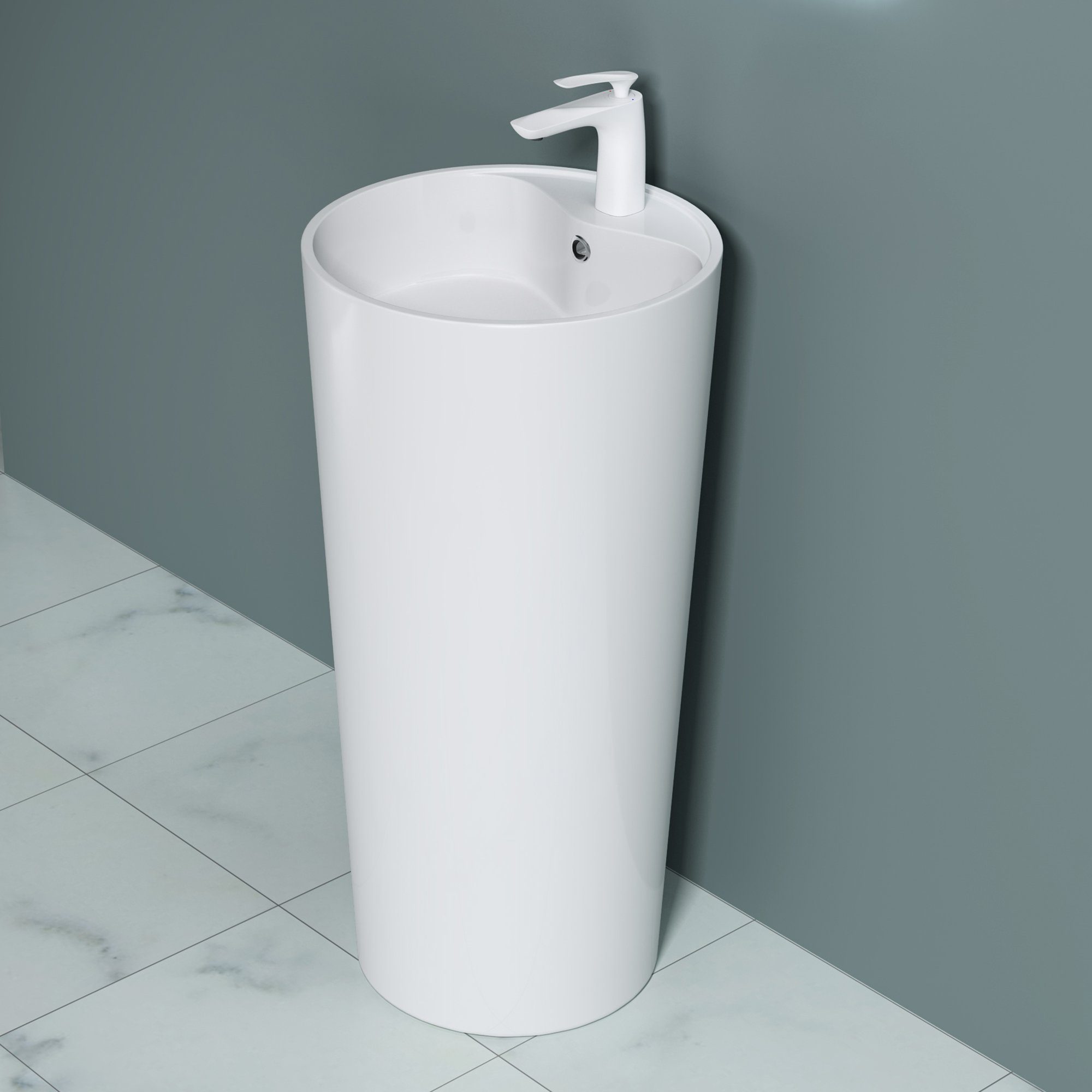 doporro Waschbecken doporro 45x45x90cm Design Standwaschbecken Col35 Gussmarmor Waschsäule