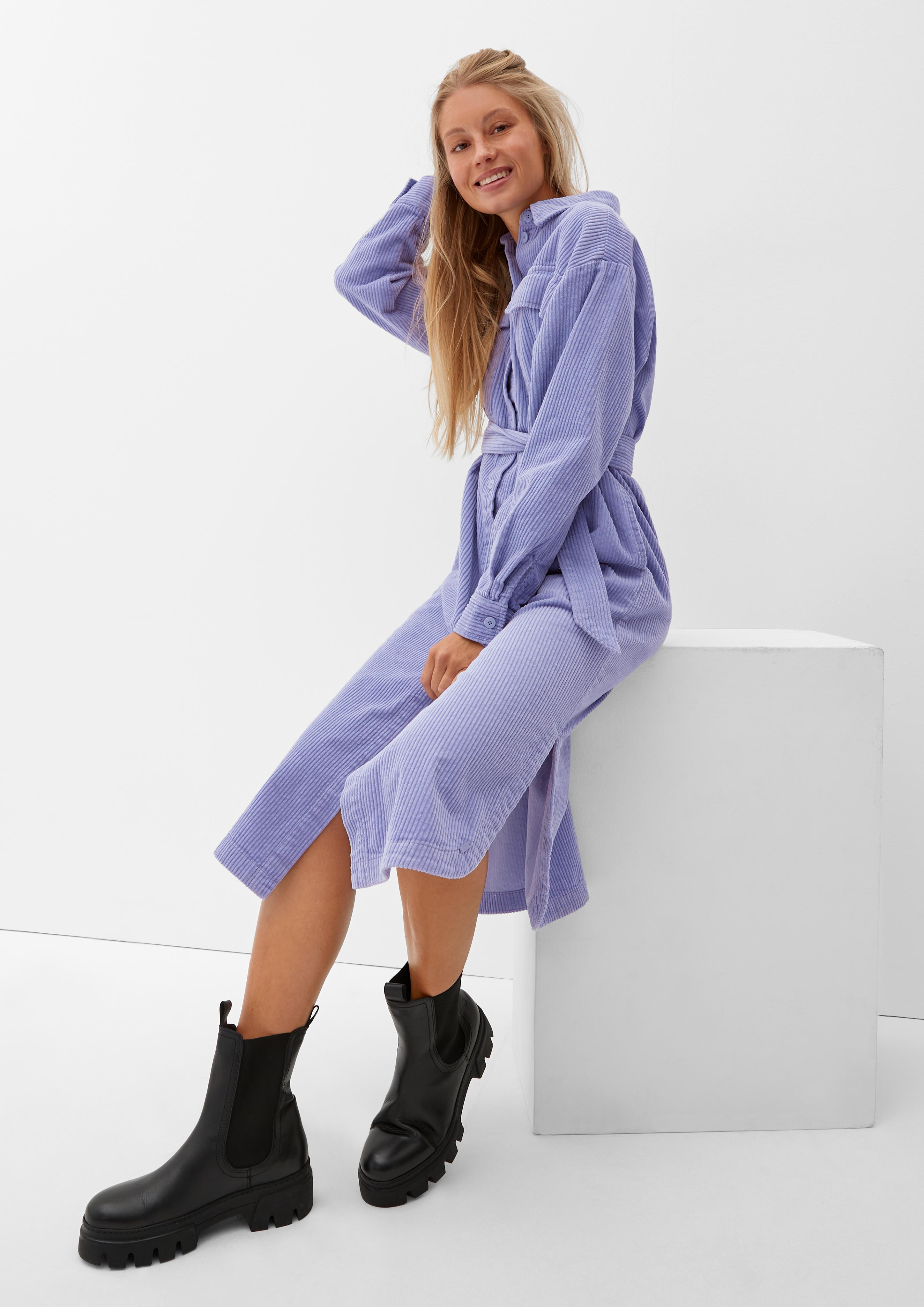 Cordkleid mit Bindegürtel  2123359-4807