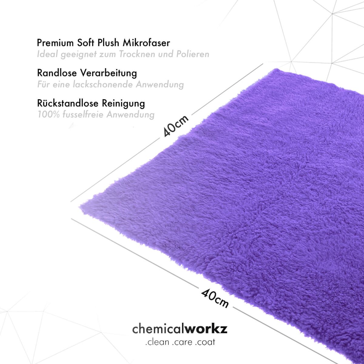 chemicalworkz Edgeless Soft Touch Towel 500GSM Violett Poliertuch 40×40cm