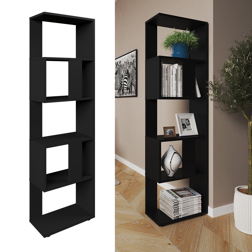 Vicco Raumteiler Standregal Bücherregal klein 5 Fächer Schwarz