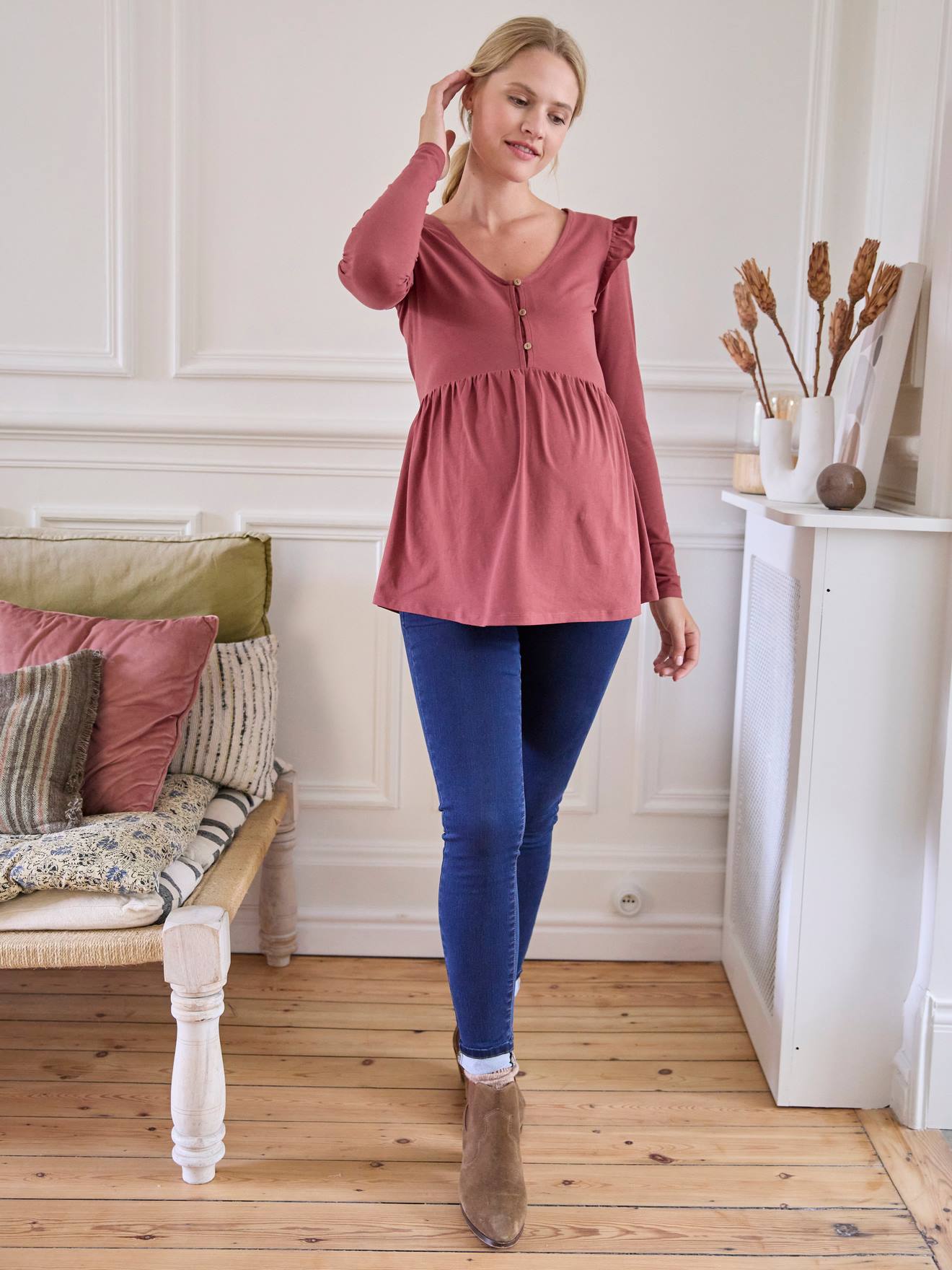 T-shirt blouse grossesse et allaitement terracotta