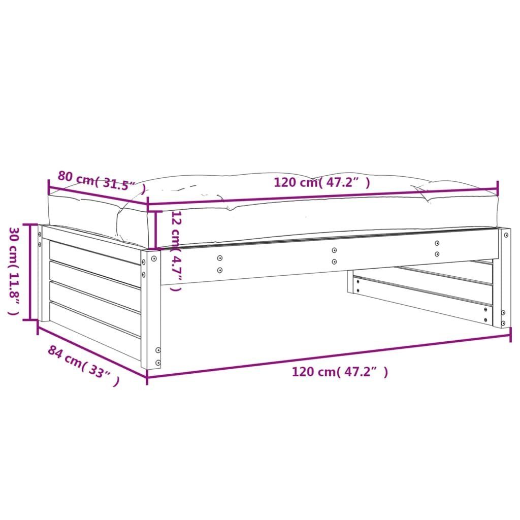 vidaXL Loungesofa Gartenhocker 120x80 cm Massivholz Kiefer, 1 Teile