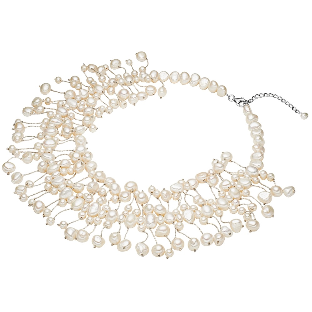 Valero Pearls Collier de perles Perle de culture d'eau douce Perle de culture d'eau douce en Bl collier