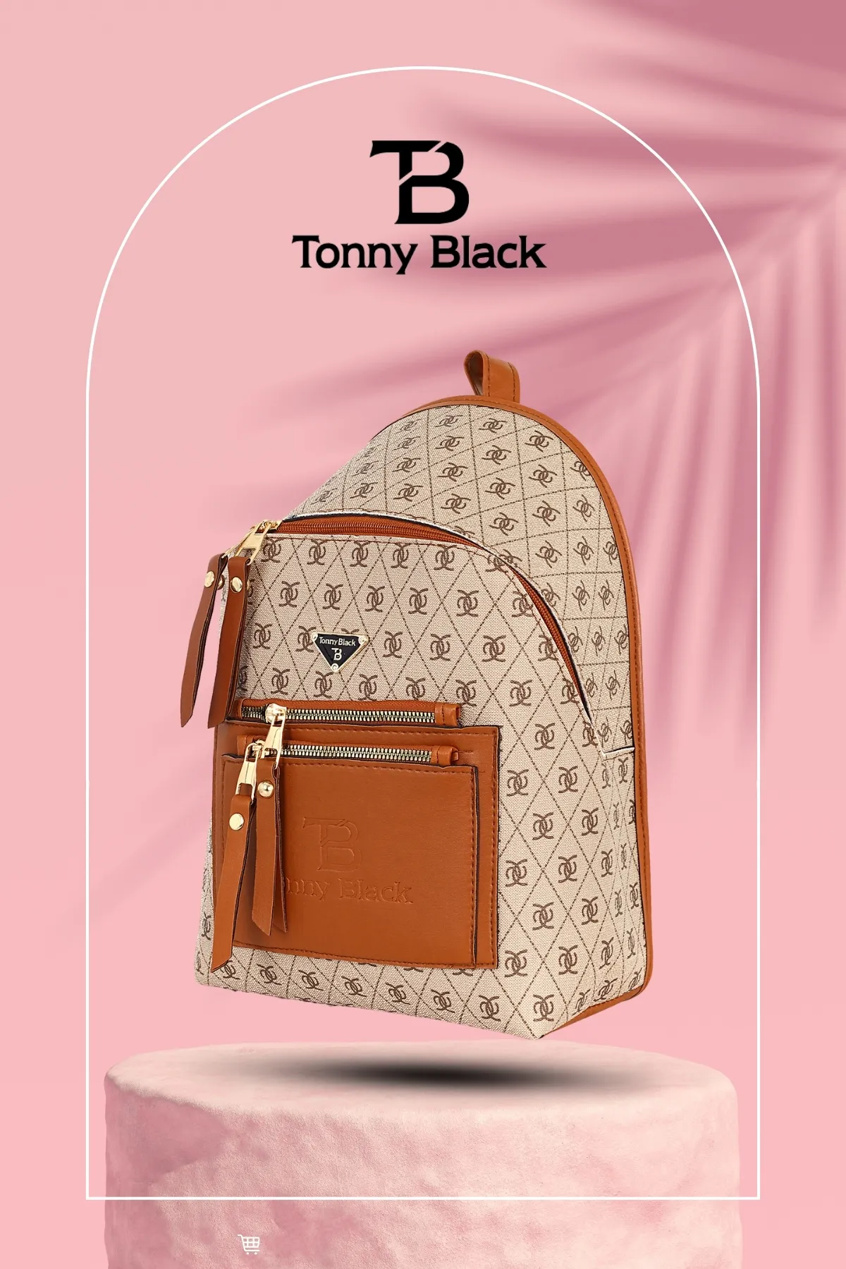 Tonny Black  Original Damen-Rucksack und Umhängetasche mit verstellbarem Riemen, Komfortmodell, 3 Fächer, luxuriös, stilvoll, mit mehreren Fächern