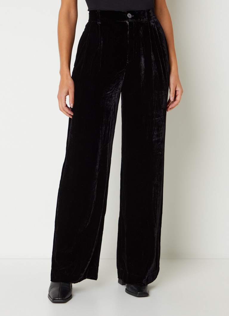 Bella Dahl high-waist wide-fit velvet trousers with pleat detail