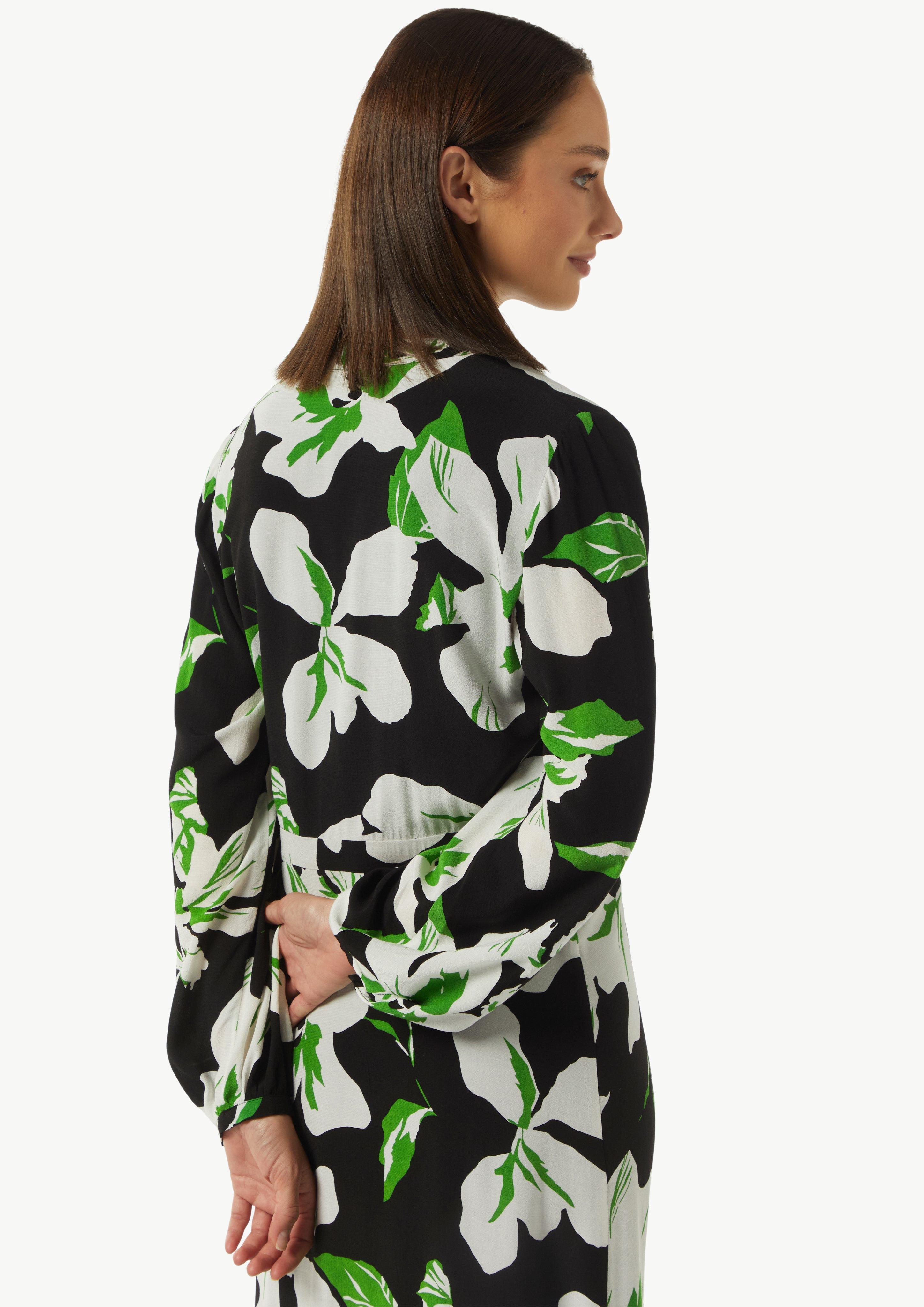 Midikleid aus Crêpe mit verdeckter Knopfleiste - schwarz