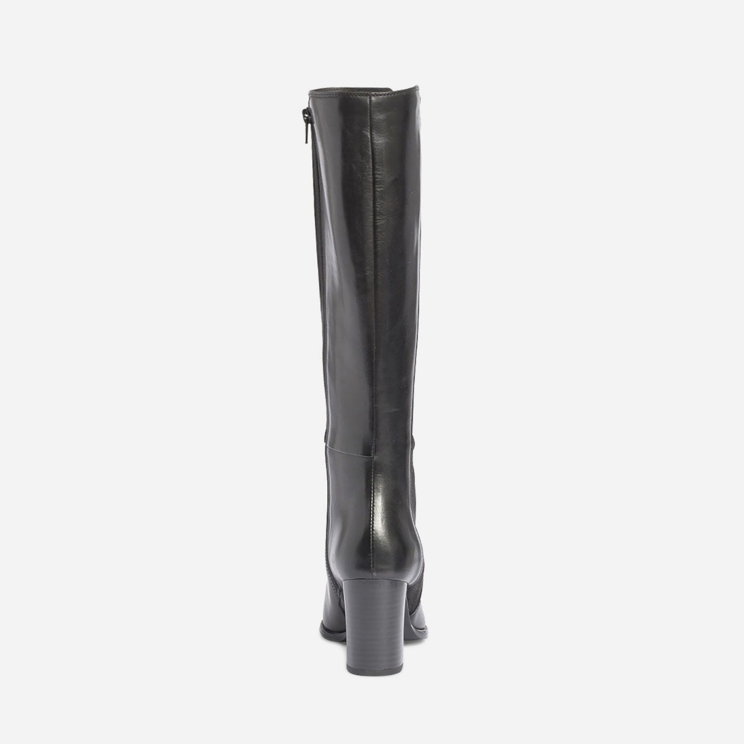 Botte noire en cuir éco-conçu avec large élastique latéral