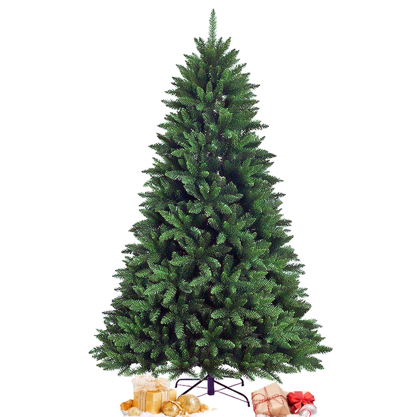 Sinaopus Künstlicher Weihnachtsbaum BG03 Tannenbaum mit 100% neu PVC , Künstlicher Christbaum, mit 1100 PVC Spitzen, 180 cm mit Metallständer