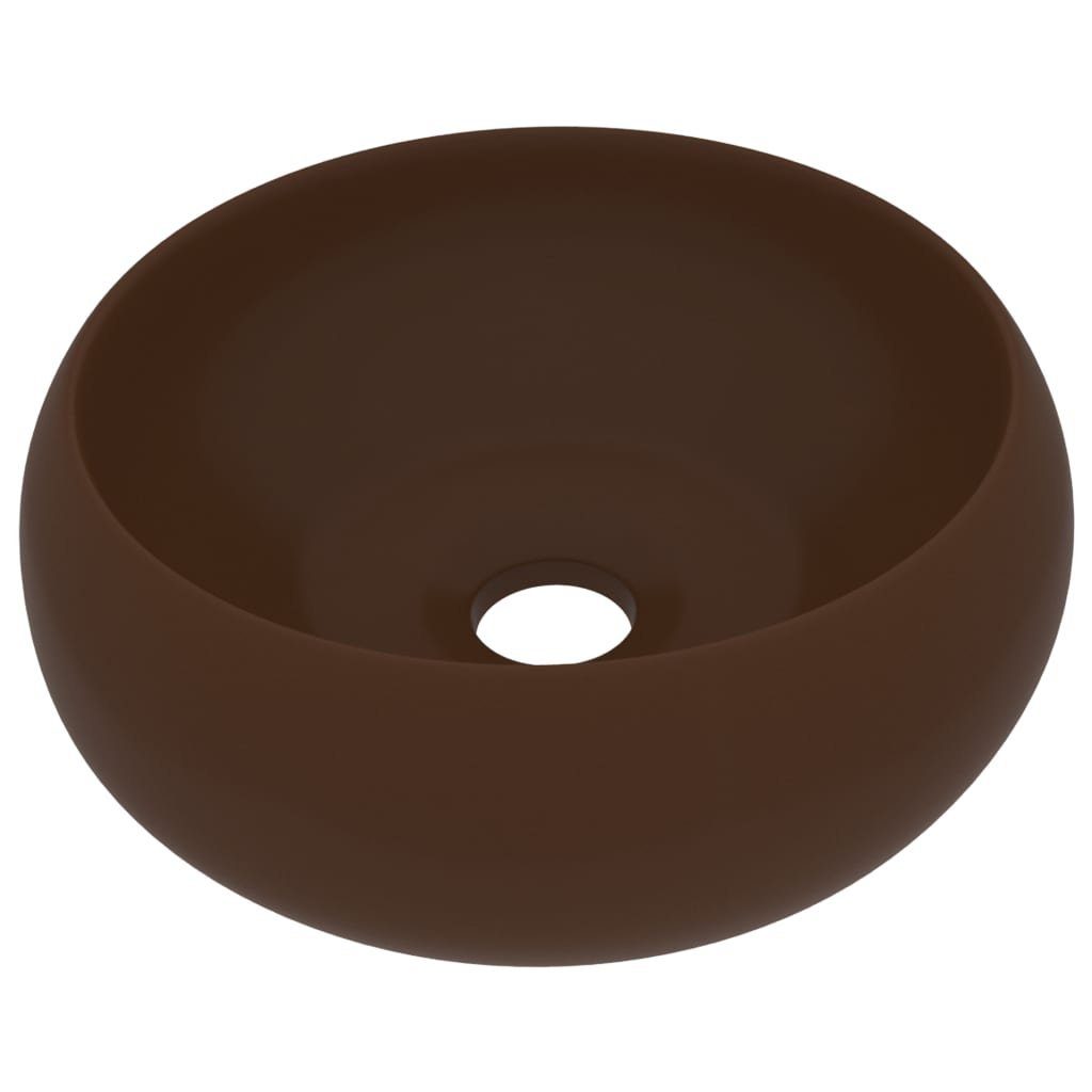 vidaXL Waschbecken Luxuriöses Waschbecken Rund Matt Dunkelbraun 40x15 cm Keramik