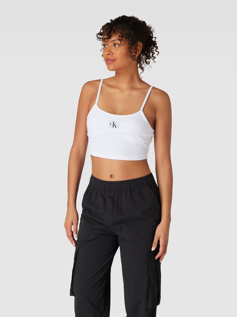 Bralette-Top mit Label-Patch in weiss
