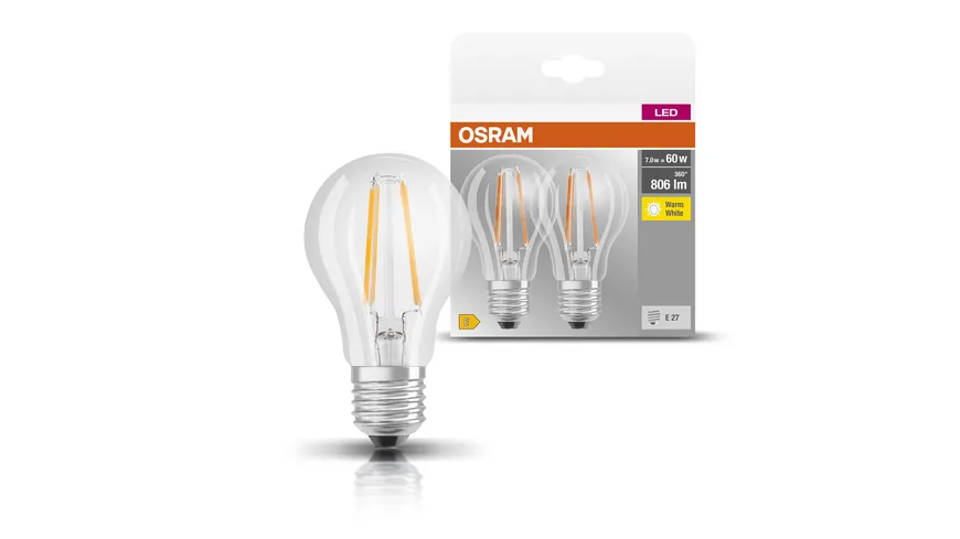 OSRAM Led Base Filament A 60 CL 6,5 Watt/2700 K E27