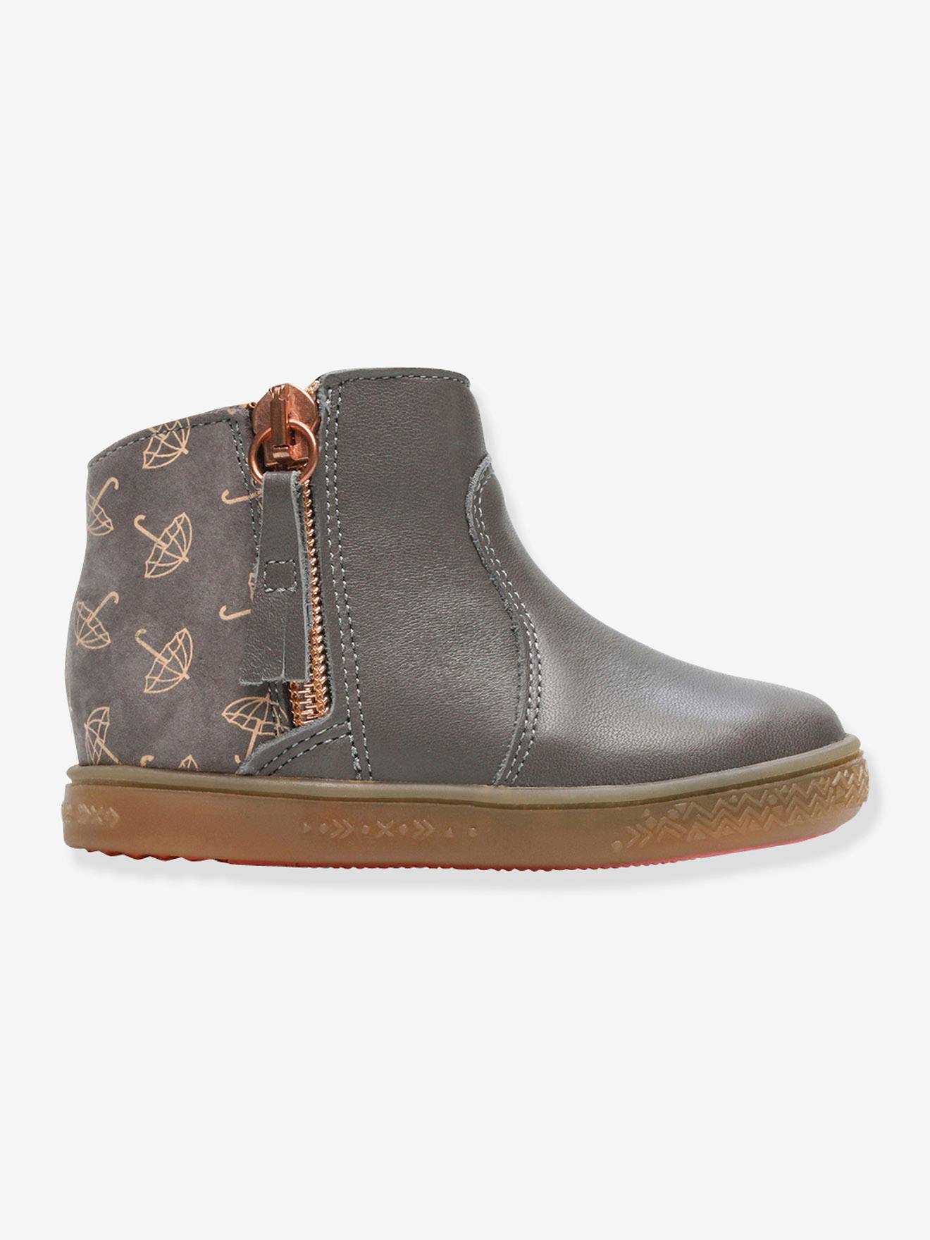Boots zippées cuir bébé fille Alouest Babybotte® gris