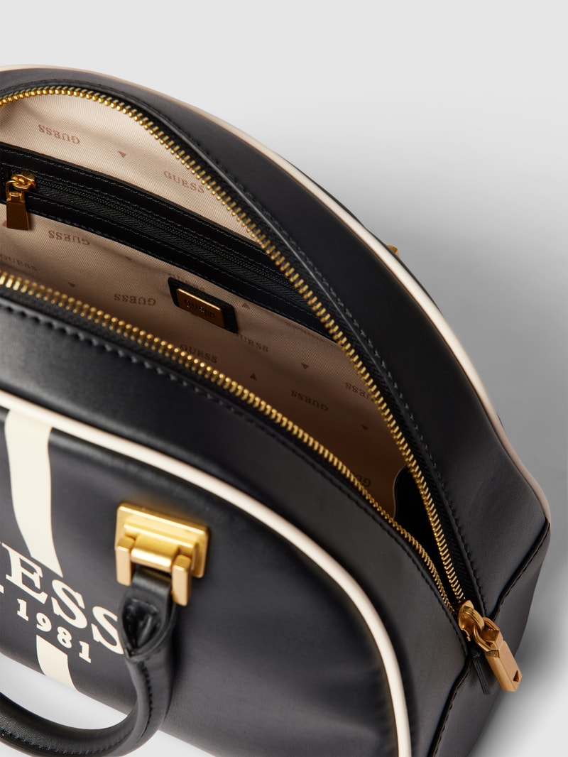 Bowling Bag mit Label-Print Modell 'MILDRED' in schwarz