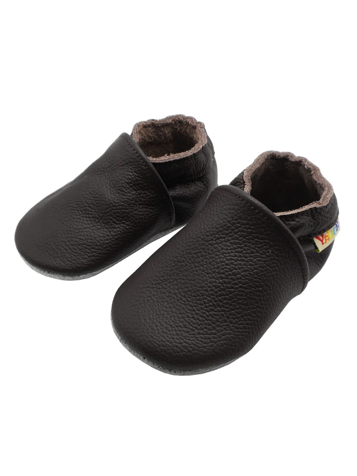 Yalion Leder-Krabbelschuhe in Schokobraun günstig kaufen