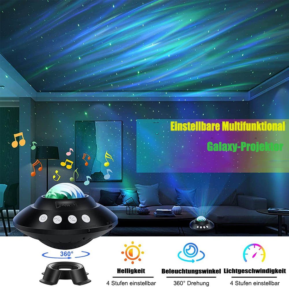XIIW LED-Sternenhimmel LED Sternenhimmel Projektor Lampe Nachtlicht Galaxy mit Bluetooth, Musiklautsprecher Sternenlicht Wasserwellen Nachtlichter Timer, für Party Weihnachten Ostern Halloween Kinder Zimmer