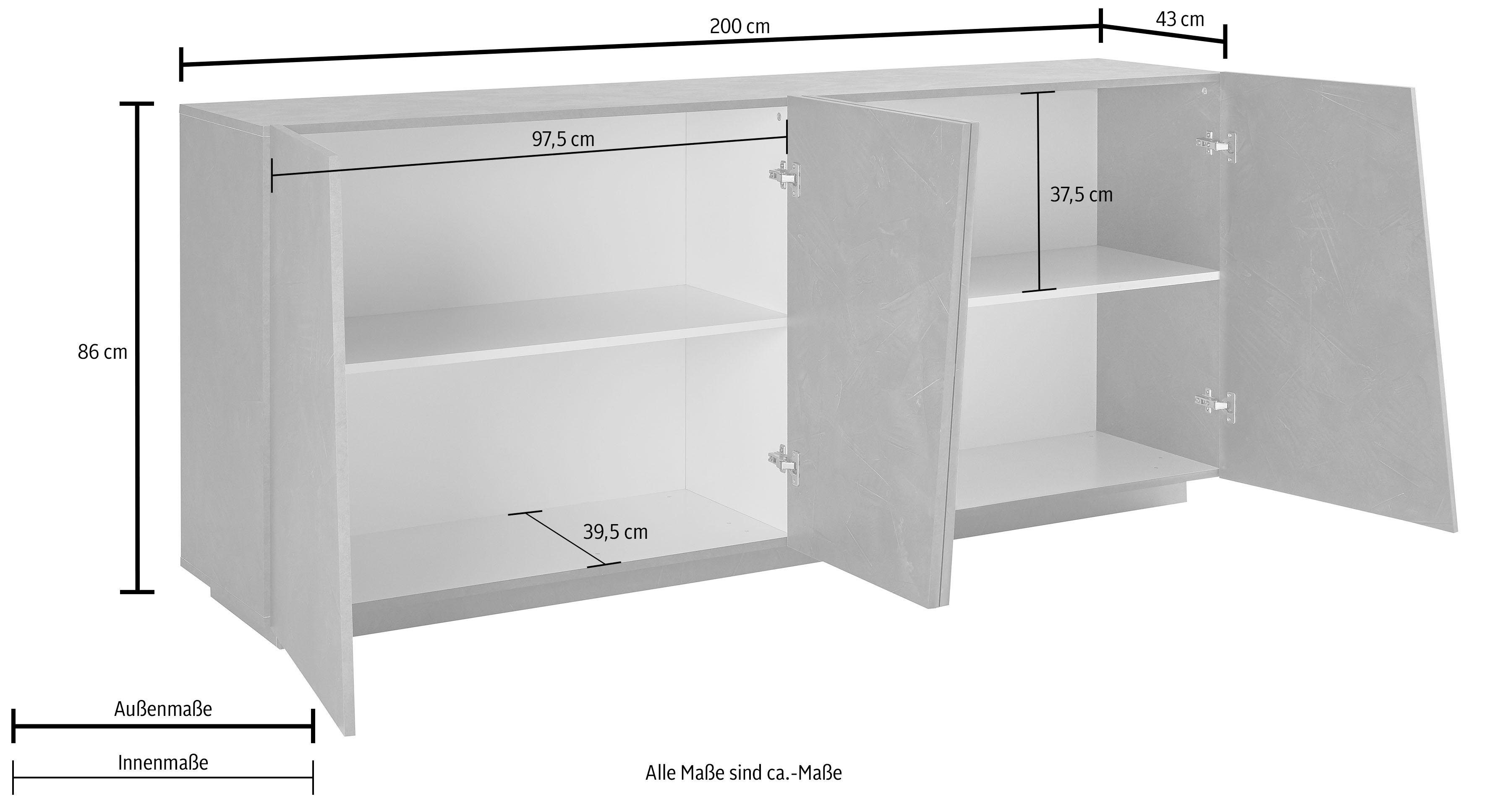 Tecnos Sideboard Vega, Breite 200 cm