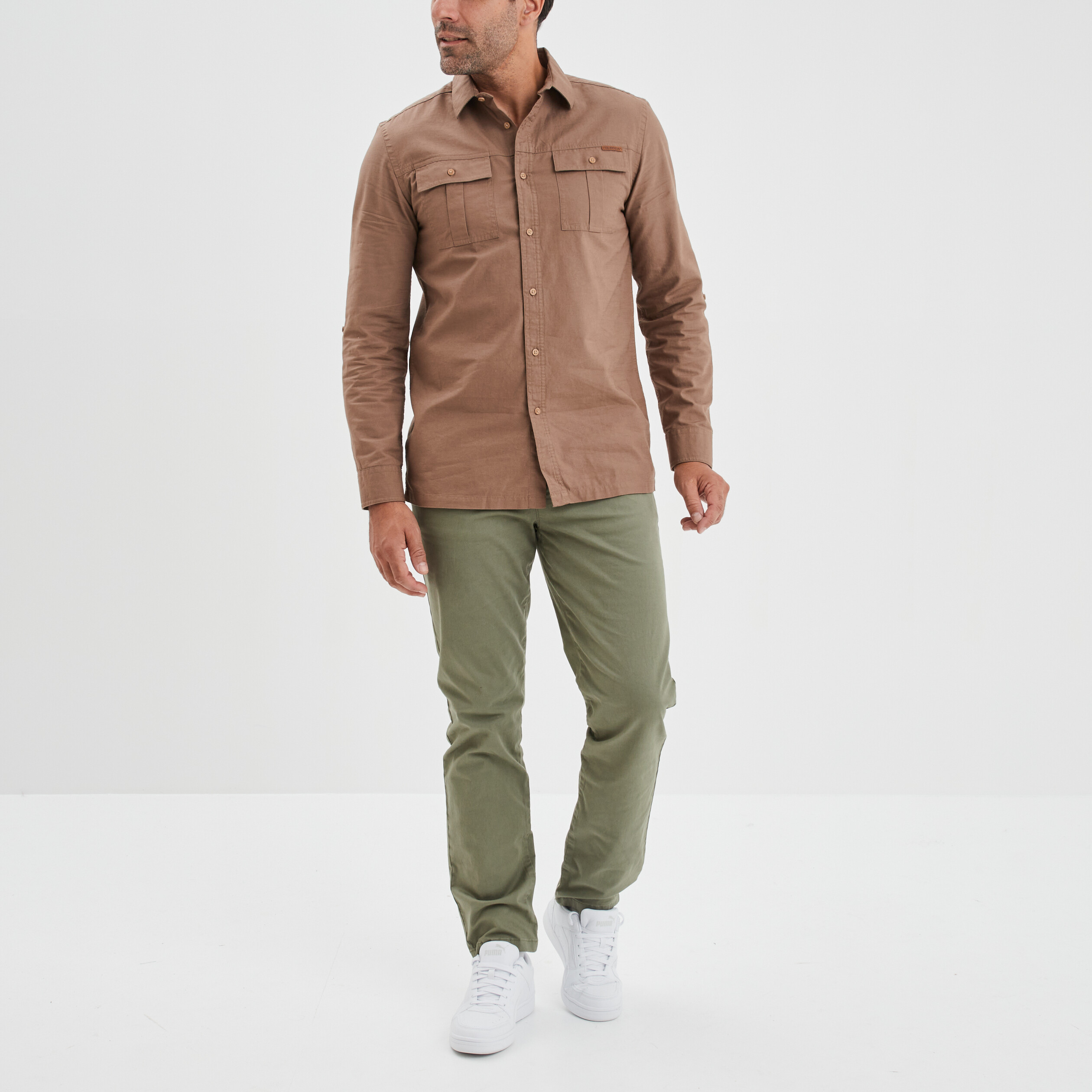 Chemise manches longues Trappeur marron homme | La Halle