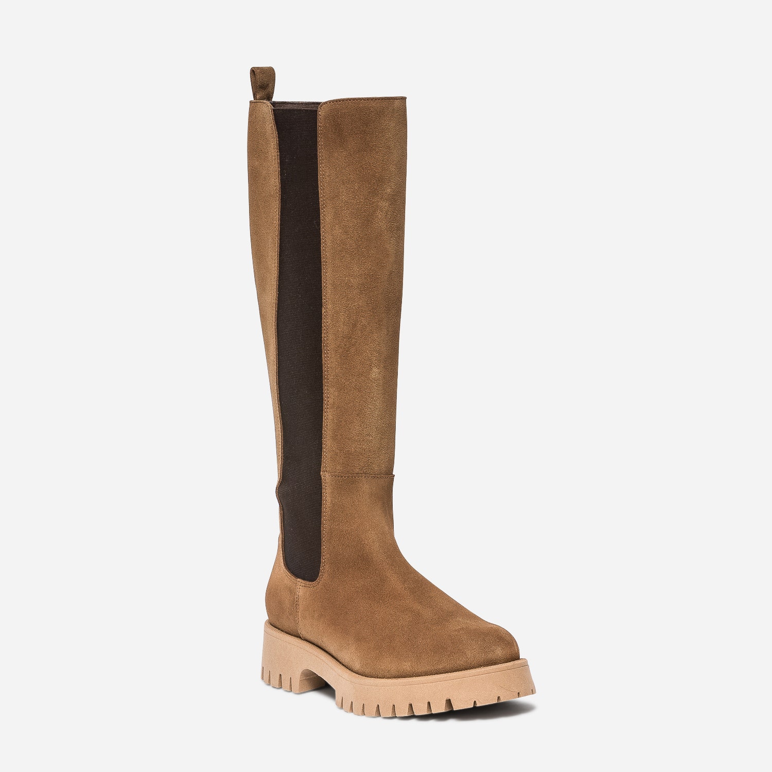 Botte camel TEXTO cuir velours semelle crantée