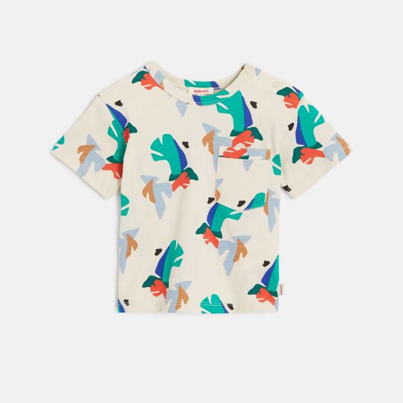 T-shirt bébé garçon feuilles géométriques beige Catimini