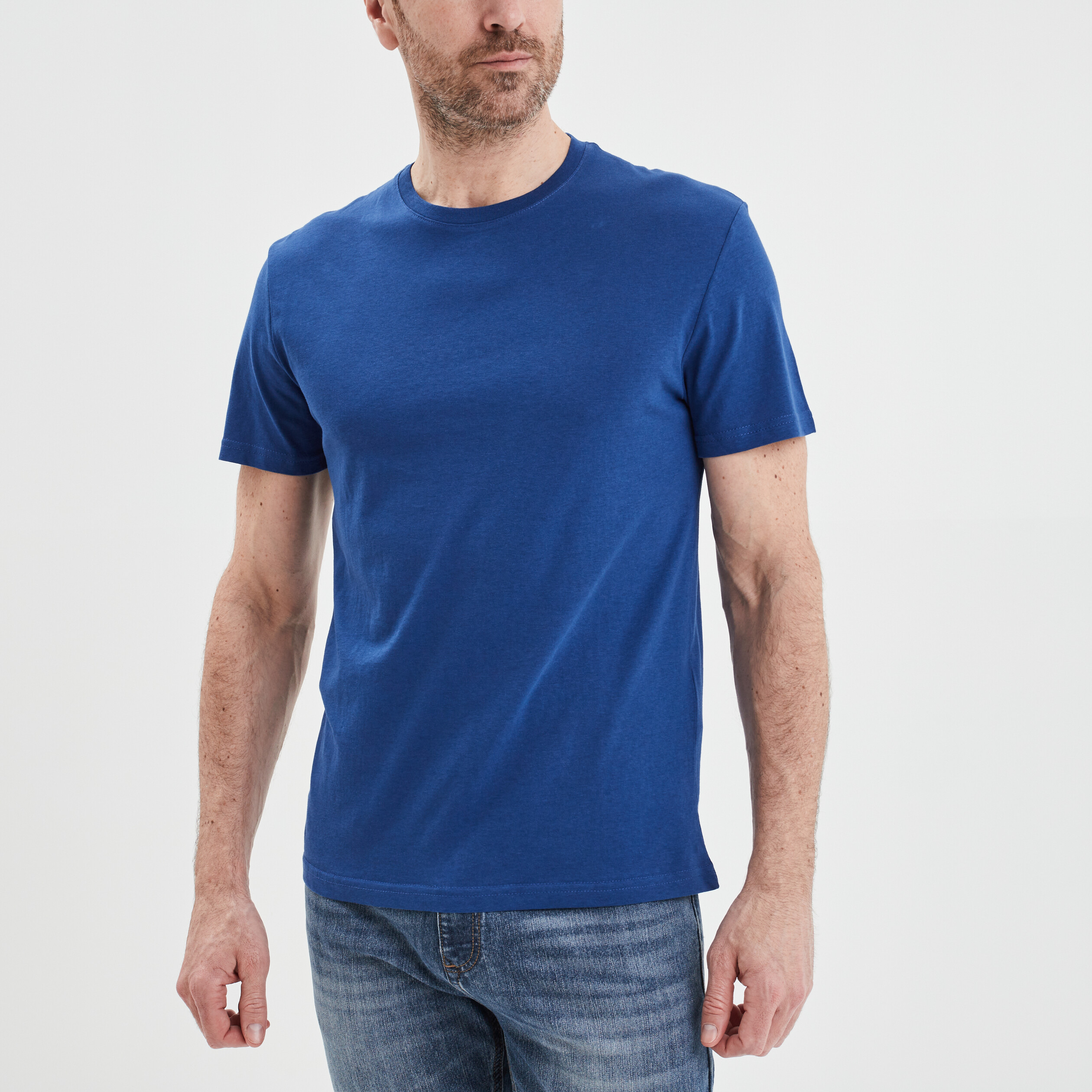 T-shirt en coton manches courtes bleu electrique homme | La Halle