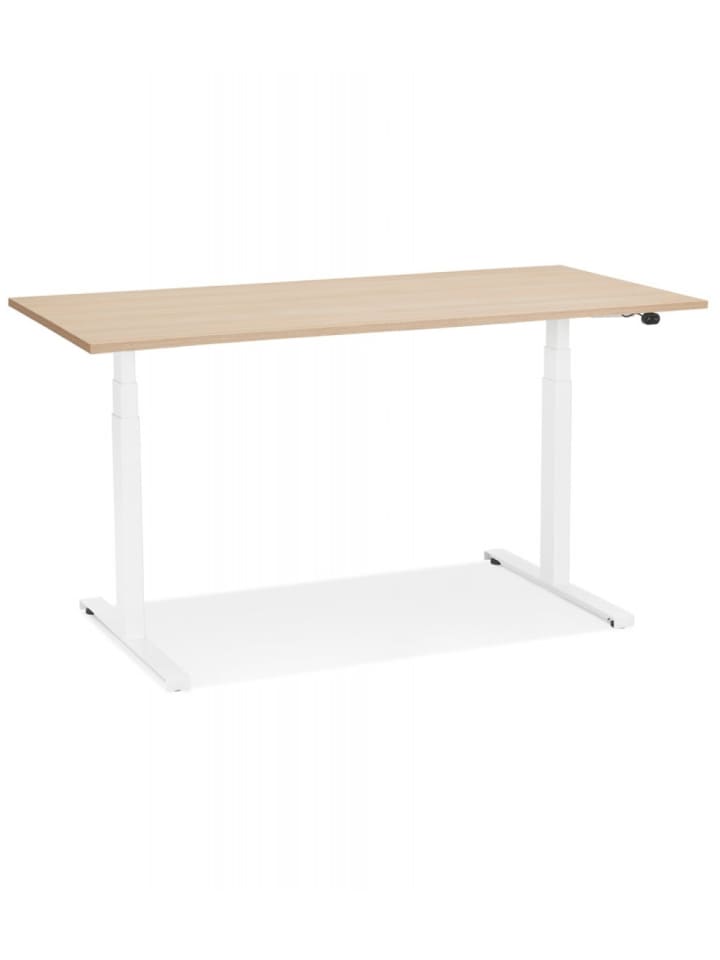 KADIMA DESIGN Elektrischer Sitz-Steh-Schreibtisch aus Holz und Metall | Modern in Beige-Weiß günstig kaufen