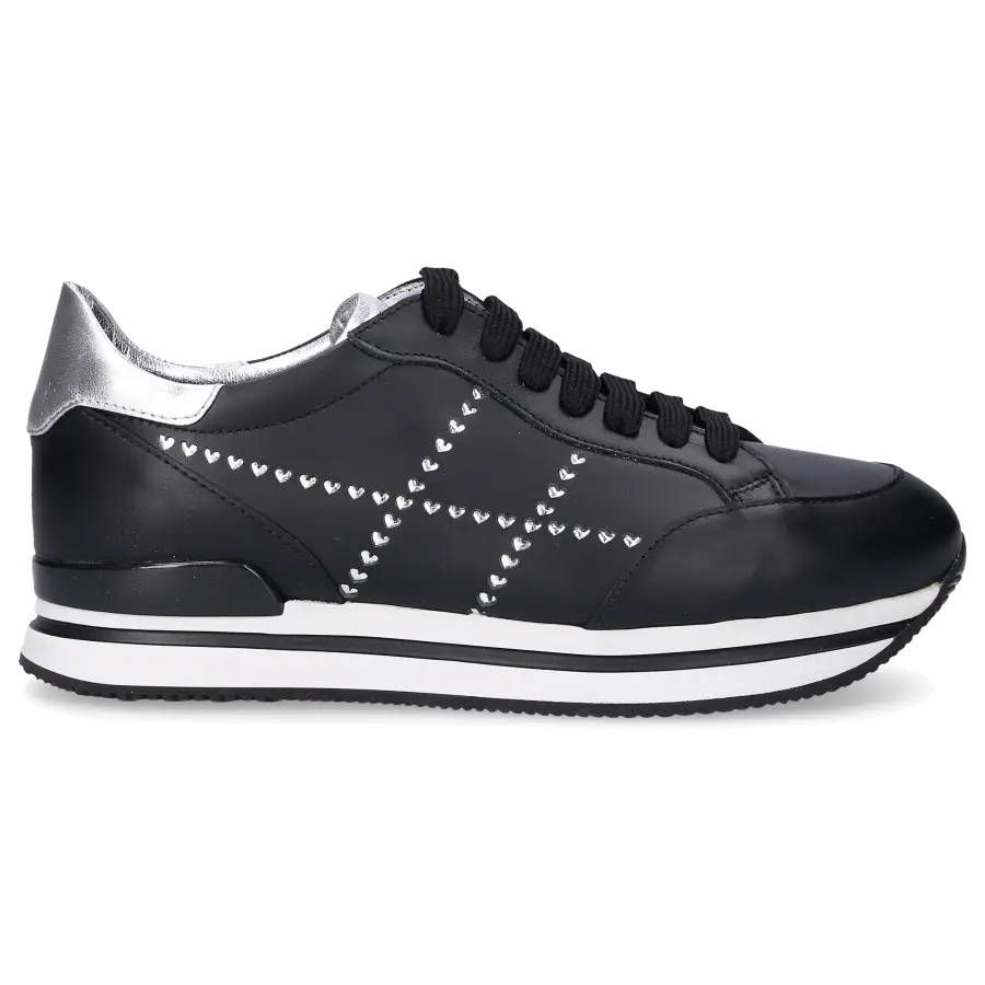 Hogan - Sneaker low H222 Kalbsleder Lochmuster Logo schwarz - schwarz