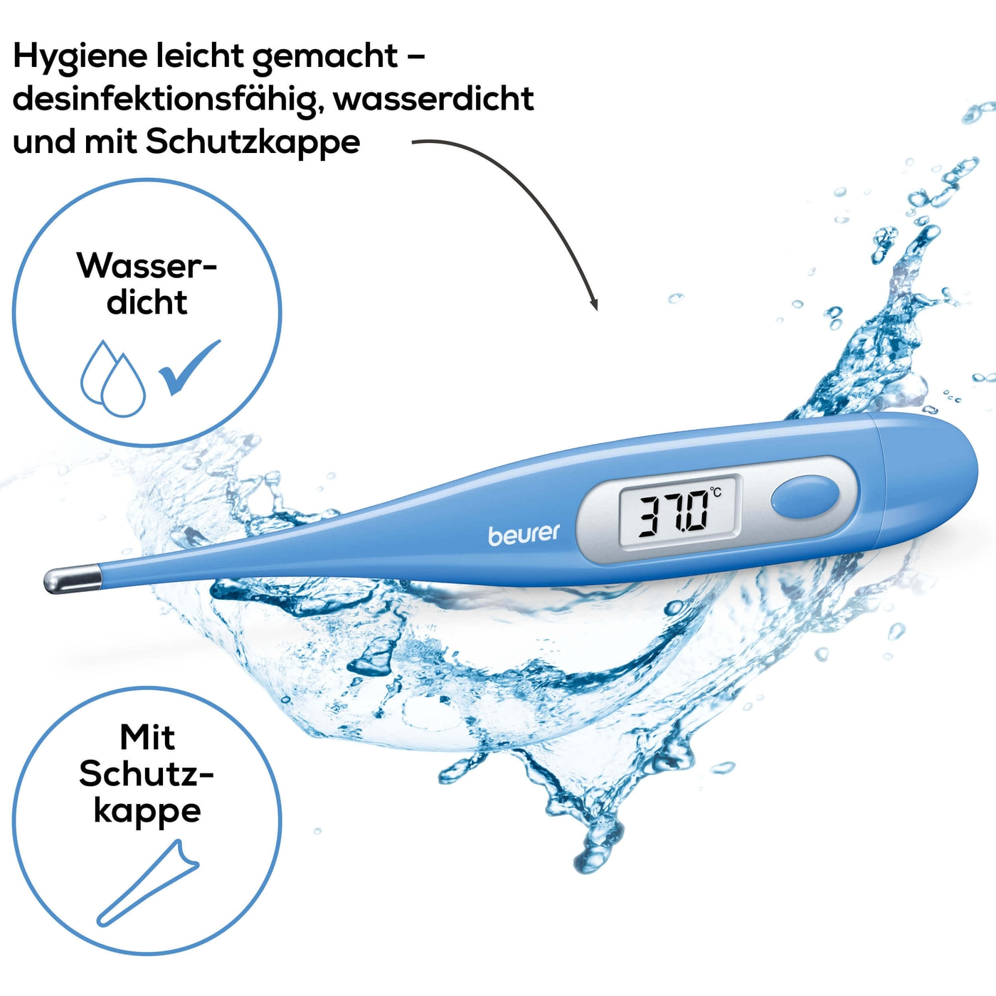 Beurer Fieberthermometer - FT 09 White-Einfach bedienbares Fieberthermometer mit Kontakt-Messtechnik
