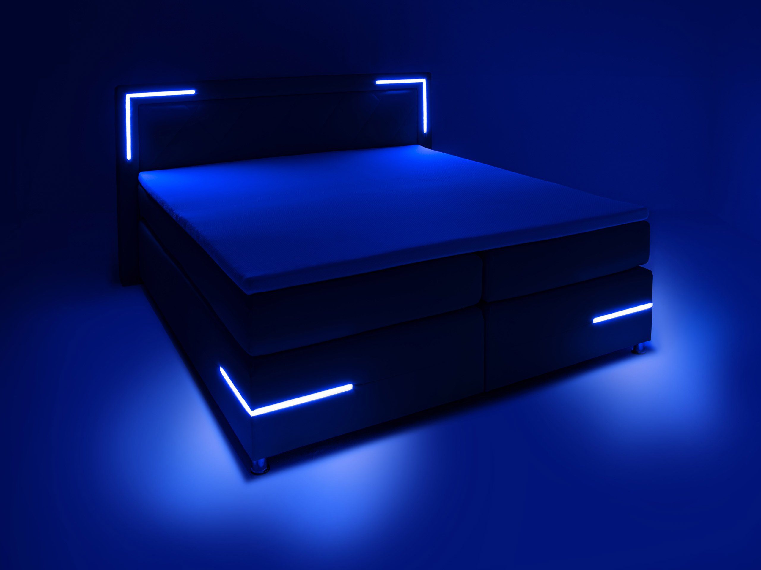 wonello Boxspringbett Arizona, mit LED Beleuchtung und Topper, wahlweise mit Bettkasten