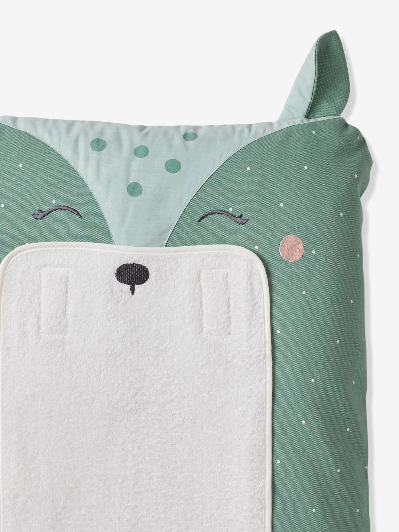 Vertbaudet Bezug für Baby Wickelauflage REH Oeko-Tex, personalisierbar - grün bedruckt