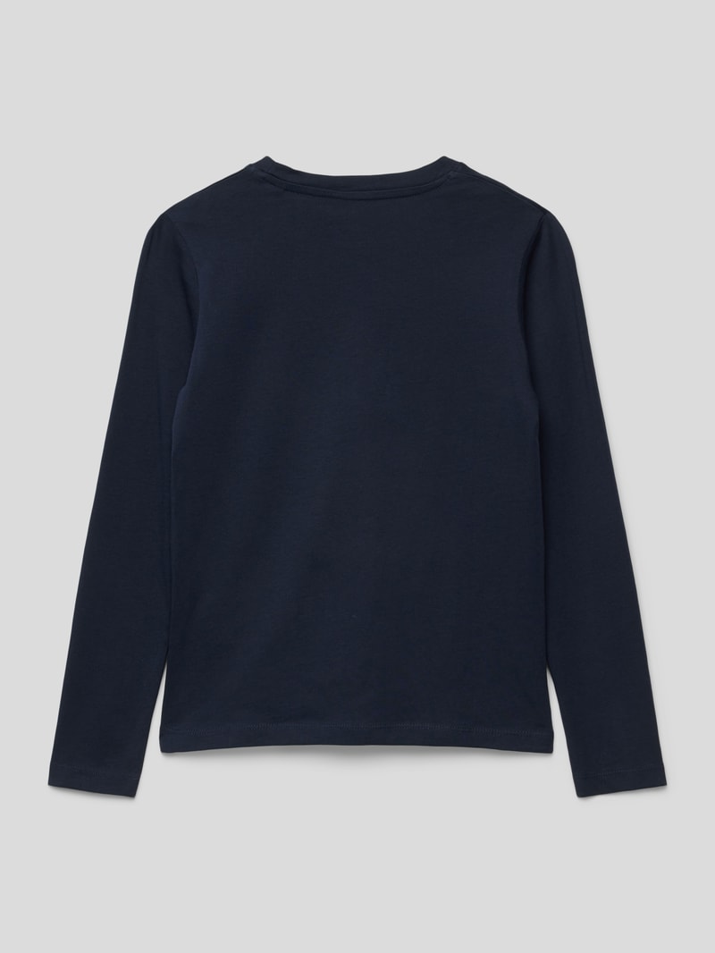 Longsleeve mit Label-Print Modell 'PLAY' in marineblau